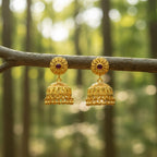 Micro Gold Jhumki with Ruby Stud