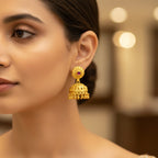 Micro Gold Jhumki with Ruby Stud