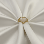 Western Style White Heart Enamel Ring
