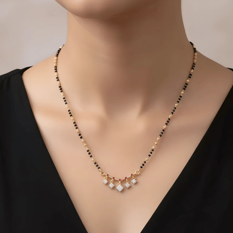 1 Gram Gold Mangalsutra with Diamond Charms