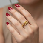 Micro Gold Plated Triple Beaded Band Ring