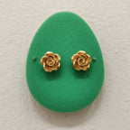 Sculpted Gold Rose Stud Earrings