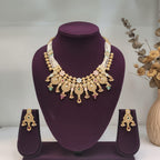Rajwadi Pearl & Polki Necklace Set with Earrings