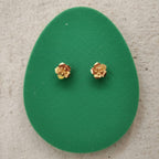 Ribbed Petal Gold Flower Stud Earrings