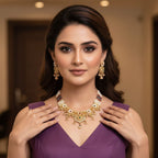 Rajwadi Temple Necklace Set with Earrings