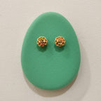 Tri-Tone Gold Flower Stud Earrings