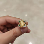 Micro Gold Plated Deity Marquise Cocktail Ring with CZ Butterfly Frame