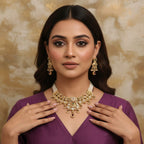 Antique Gold Polki Rajwadi Necklace Set