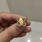 Micro Gold Plated Deity Marquise Cocktail Ring with CZ Butterfly Frame