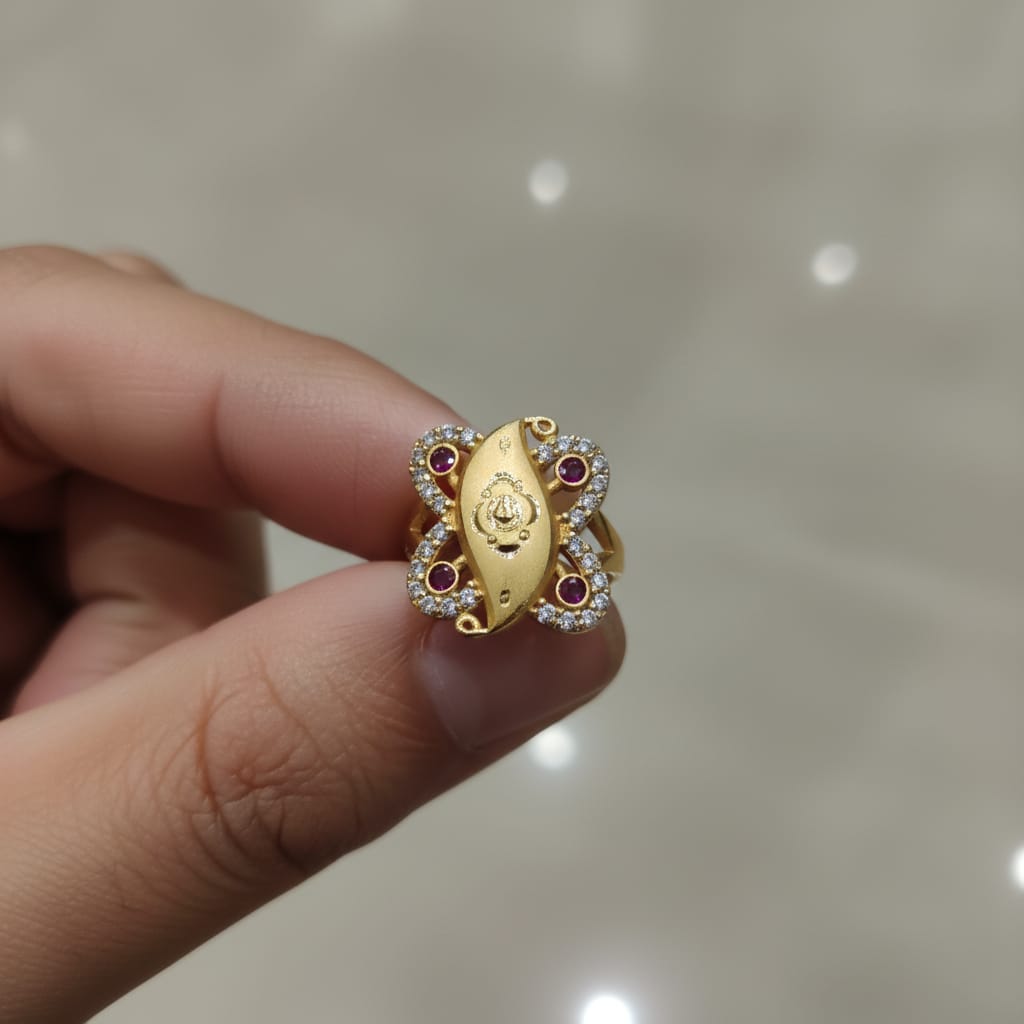 Micro Gold Plated Deity Marquise Cocktail Ring with CZ Butterfly Frame