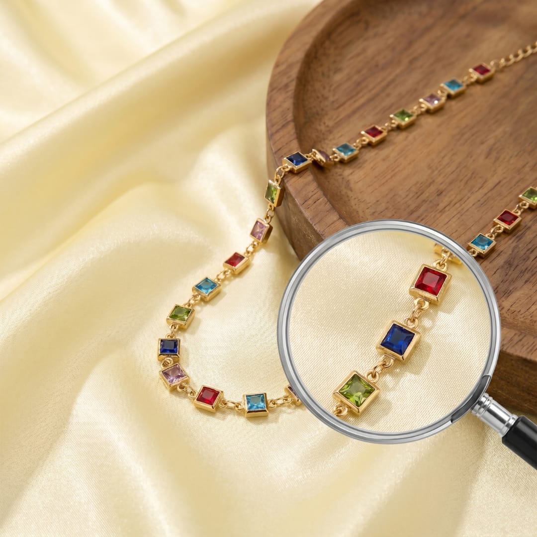 Micro Gold Plated Multicolour Crystal Chain