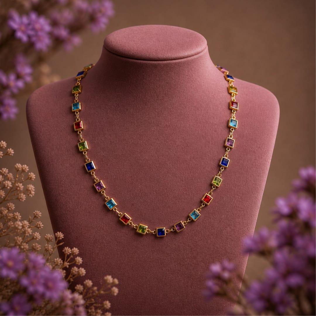 Micro Gold Plated Multicolour Crystal Chain