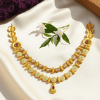 Rajwadi Mint Meenakari Necklace Set with Jhumka Earrings