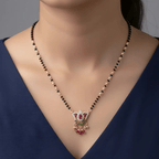 1 Gram Gold Ruby Emerald Peacock Mangalsutra