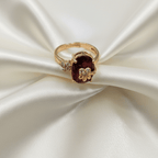Deep Red Stones CZ Floral Ring