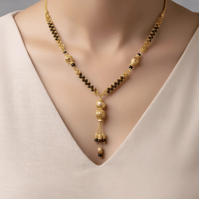 One Gram Gold Mangalsutra with Tassel Pendant