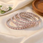 Baby Pink Oval Stone Bangles – Blush Cabochon Stone Bangle Set