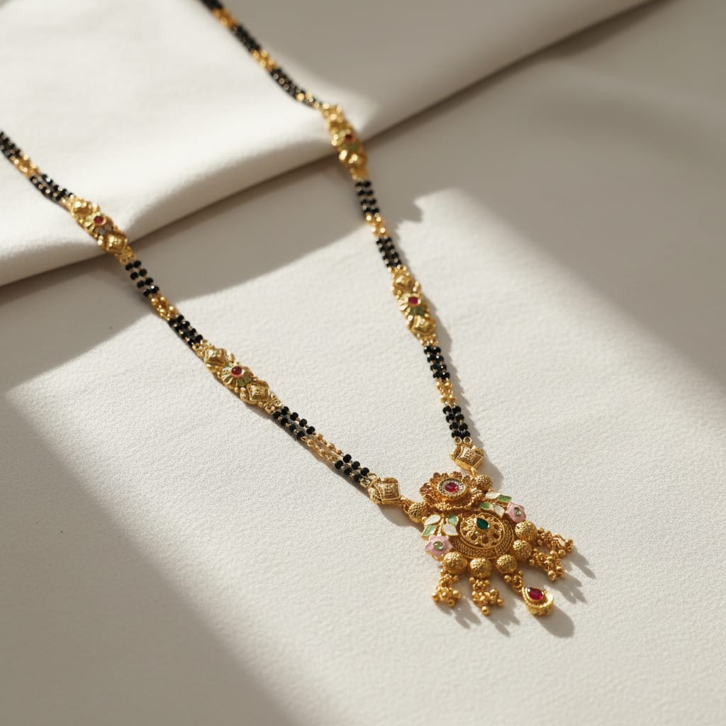 Meenakari Floral Mangalsutra Chain