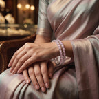 Baby Pink Oval Stone Bangles – Blush Cabochon Stone Bangle Set