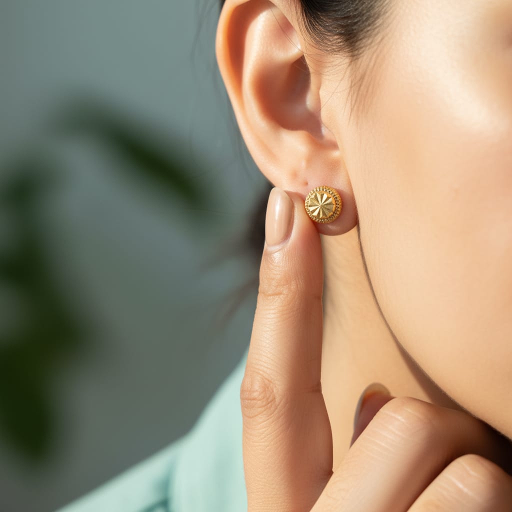 Diamond-Cut Sunburst Gold Stud Earrings