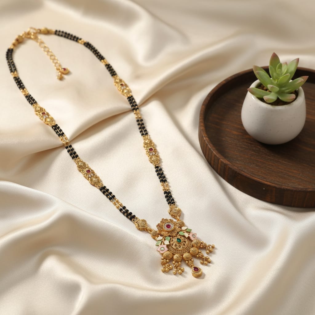 Meenakari Floral Mangalsutra Chain