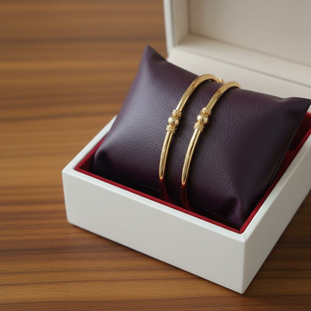1 Gram Gold Ball Accent Kada Bangles – Pair