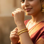 1 Gram Gold Engraved Leaf Bangles