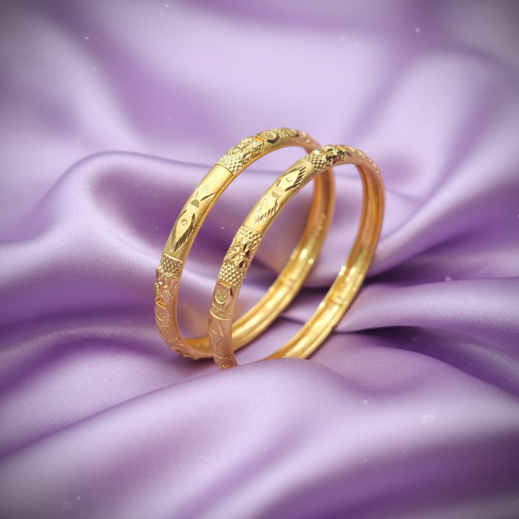 1 Gram Gold Floral Motif Bangles 