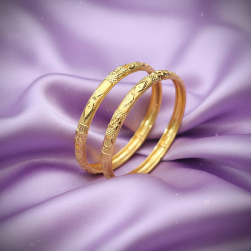 1 Gram Gold Floral Motif Bangles 