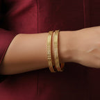 1 Gram Gold Lattice Texture Bangles – Set of 2