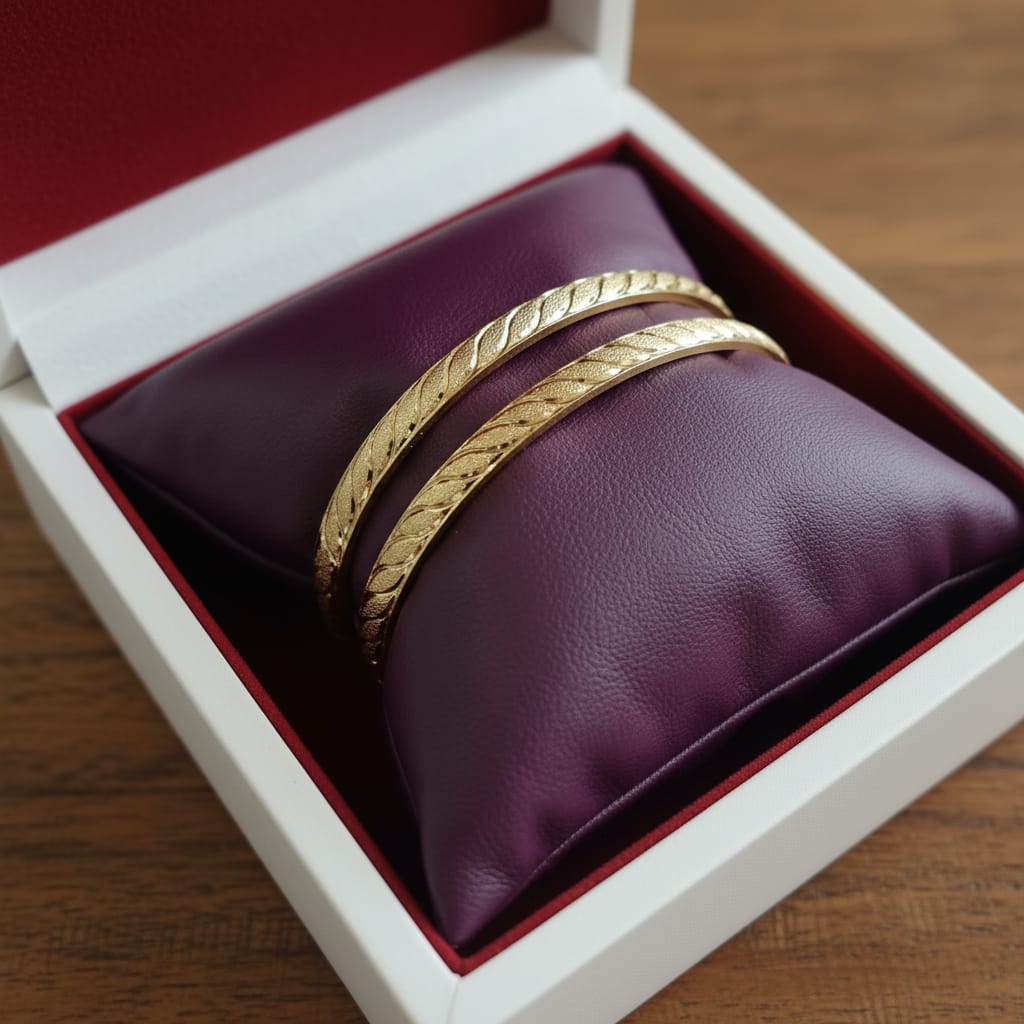 1 Gram Gold Leaf Twist Bangles – Pair