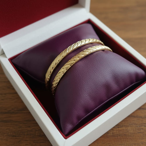 1 Gram Gold Leaf Twist Bangles – Pair