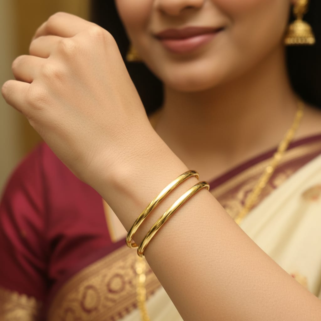 1 Gram Gold Plain Slim Bangles 
