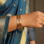 1 Gram Gold Ribbed Bangles – Pair