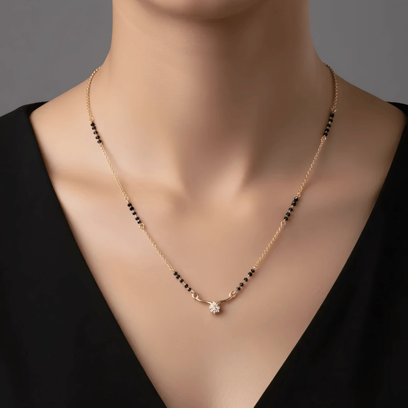 1 Gram Gold Solitaire CZ Mangalsutra