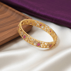 One Gram Gold Ruby Floral Bangles