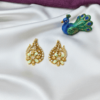 CZ Peacock Floral Chain Pendant Set with Earrings