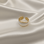 Broad White Enamel Open Band Rings