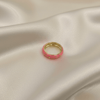 Pink Enamel Broad Band Rings