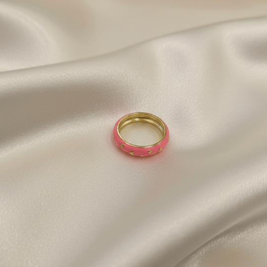 Pink Enamel Broad Band Rings