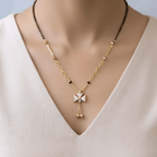 One Gram Gold Mangalsutra with CZ Star Cross Pendant & Gold Balls