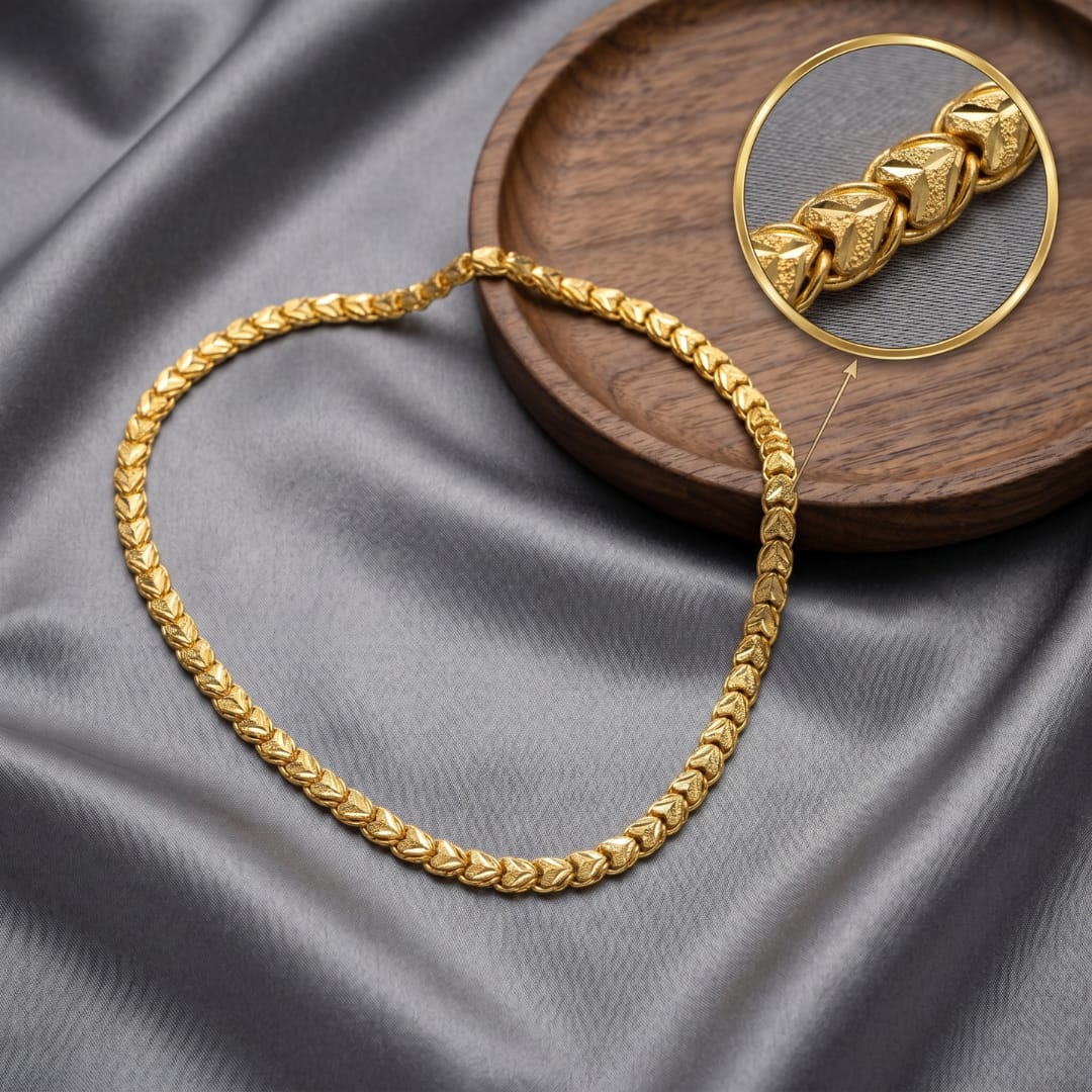 Micro Gold Plated Heart Link Chain