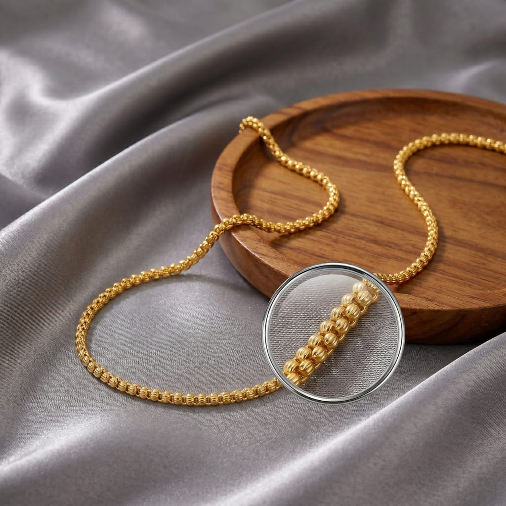 Micro Gold Plated Beaded Rolo Chain