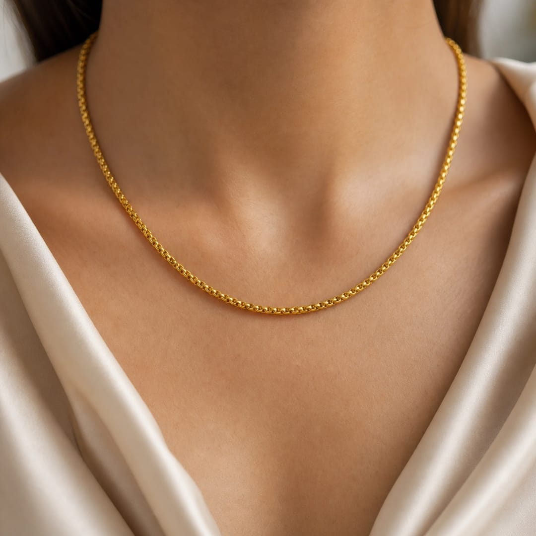 Micro Gold Plated Beaded Rolo Chain