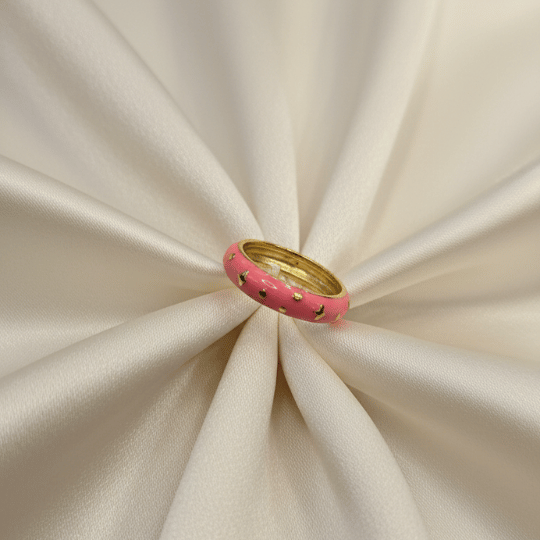 Pink Enamel Broad Band Rings