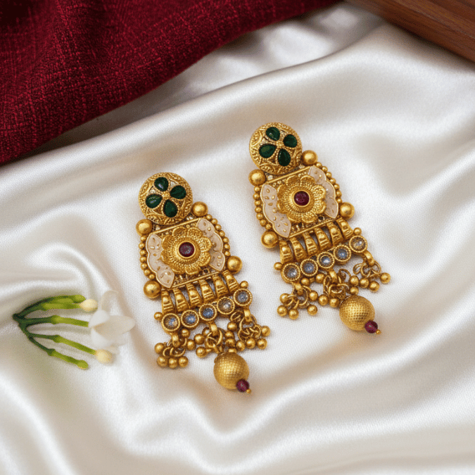 Rajwadi Antique Gold Nakshi Necklace Set