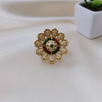 Rajwadi Meenakari Floral Ring with Emerald & Ruby