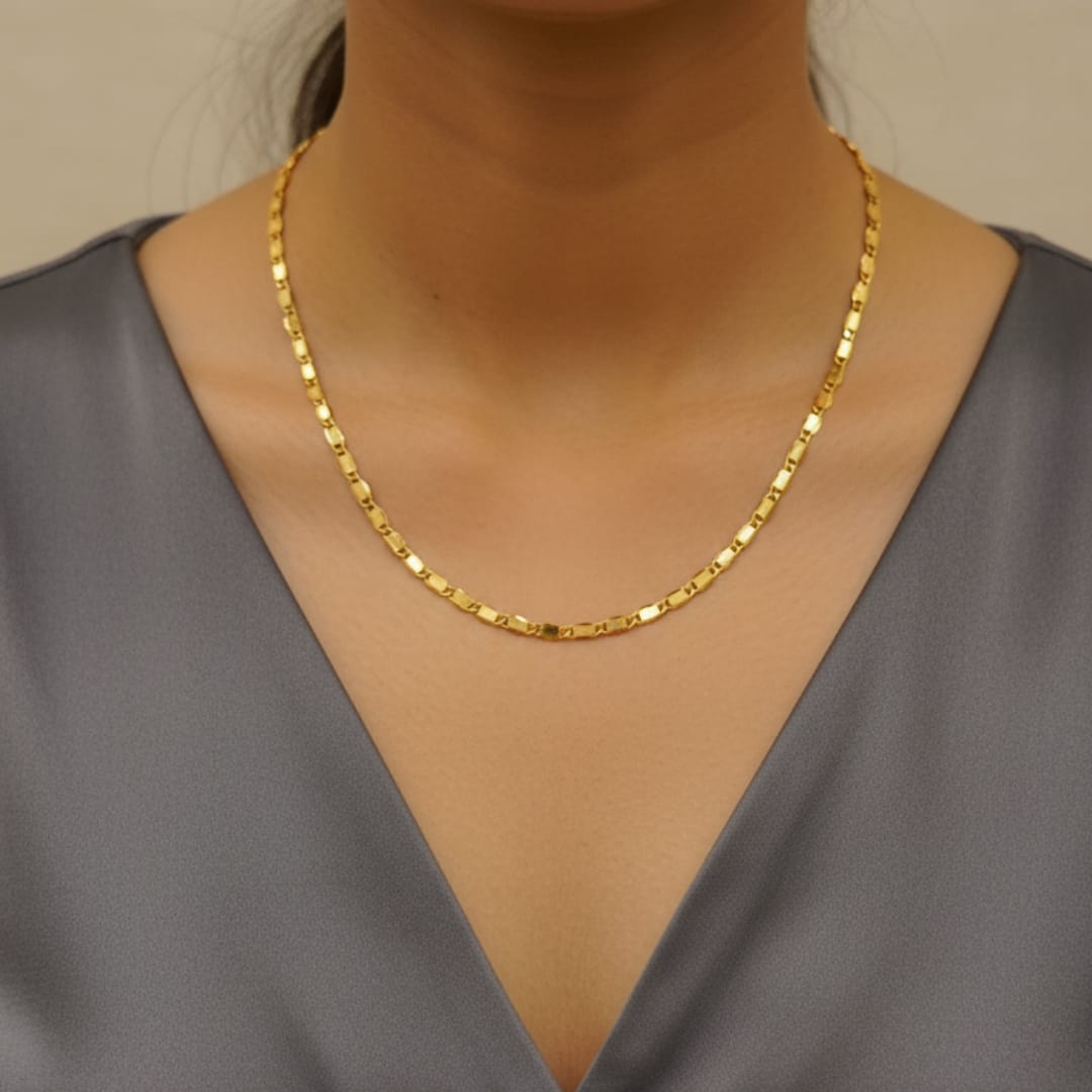 Micro Gold Flat Bar Link Chain