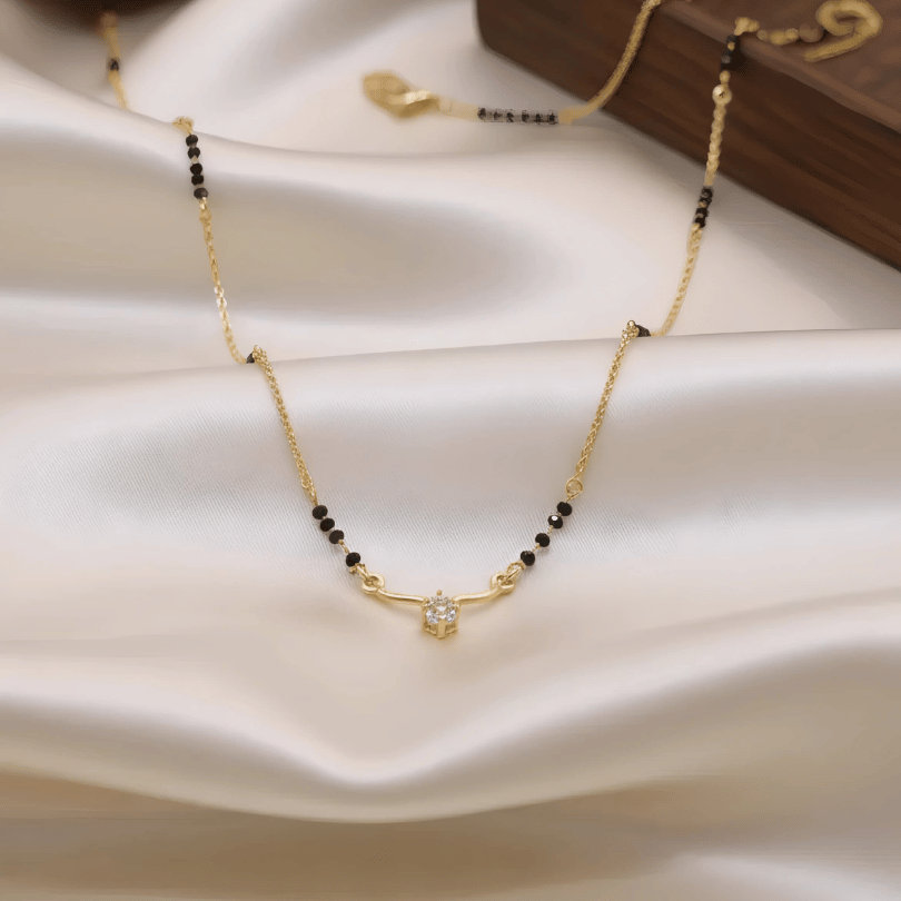 1 Gram Gold Solitaire CZ Mangalsutra