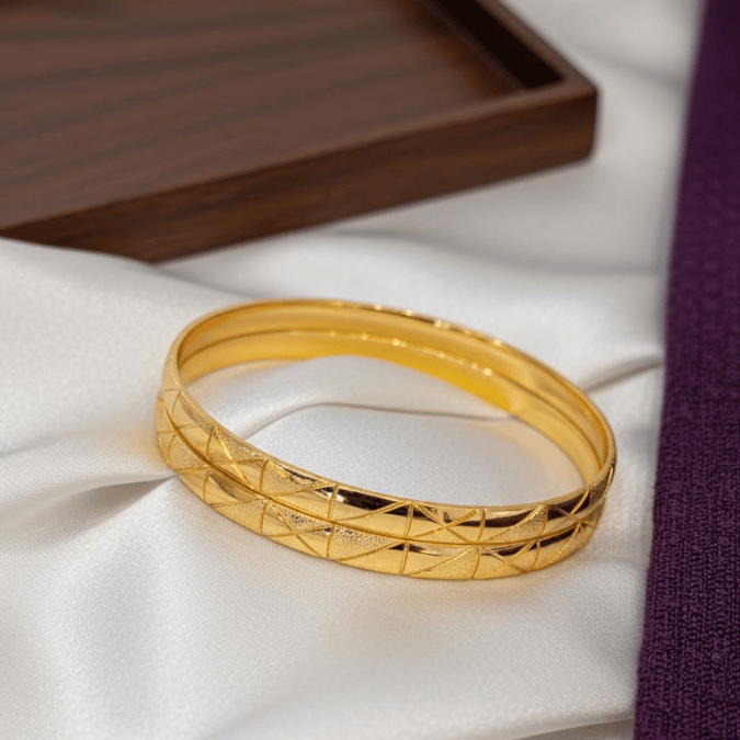 One Gram Gold Diamond-Cut Bangles